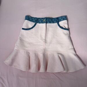 Sandro Light Pink Mini Skirt with Blue Trim